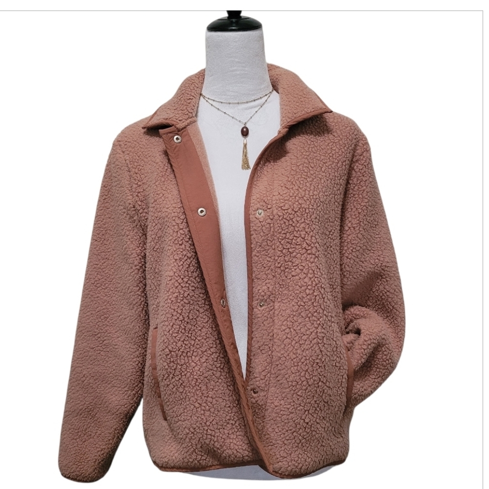 J. Crew Polartec Sherpa Teddy Fleece Snap Front Jacket Size Small